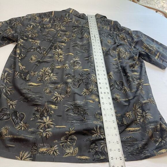 Two Palms Grey Hawaiian Short Sleeve Button Up Shirt Size 2XL - Picture 7 of 7